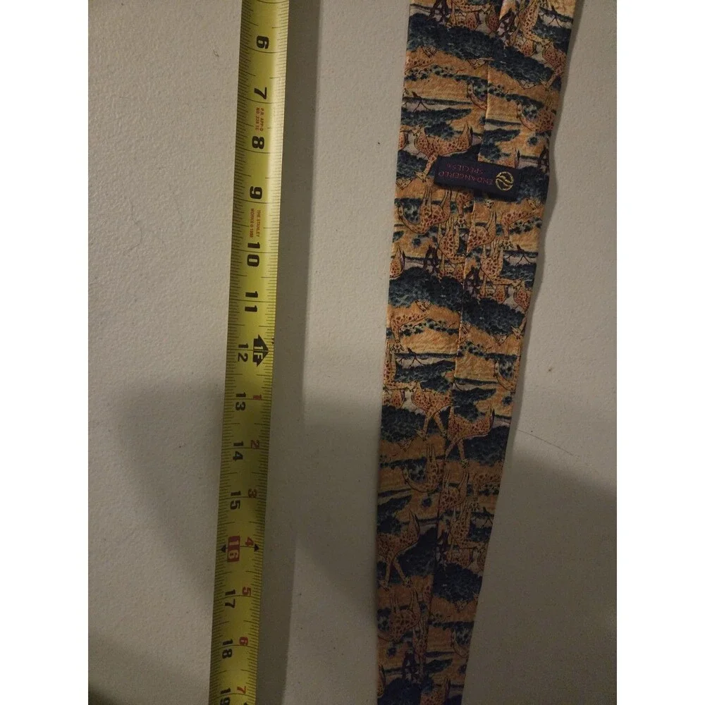 Vintage Endangered Species Silk Neck Tie Giraffes Savanna Wildlife Safari 56